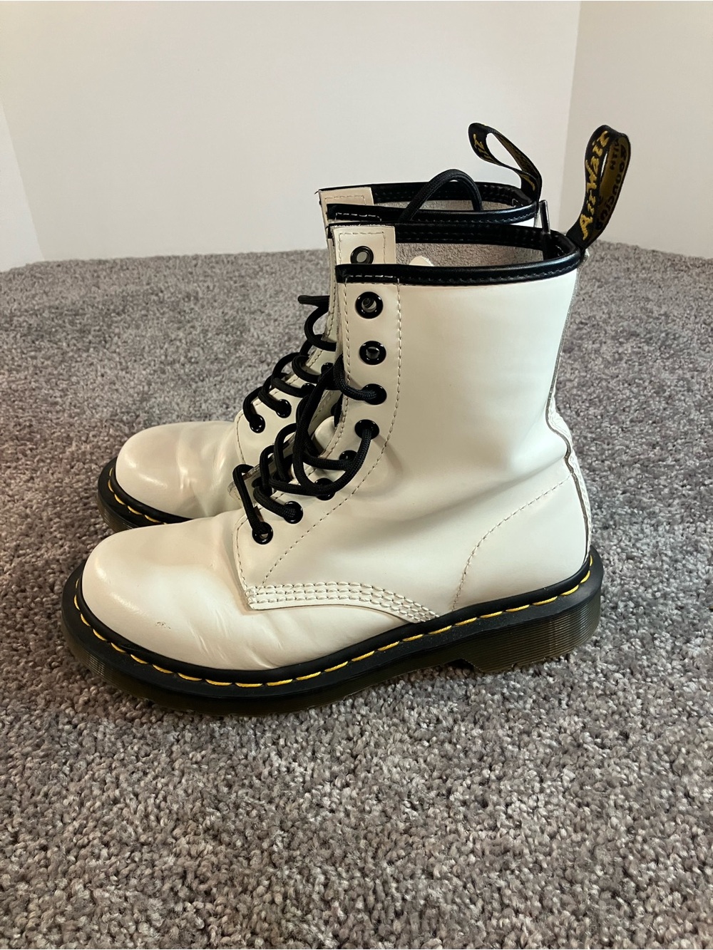 Dr. Martens 1460 White Patent Leather Boots Women Size 6